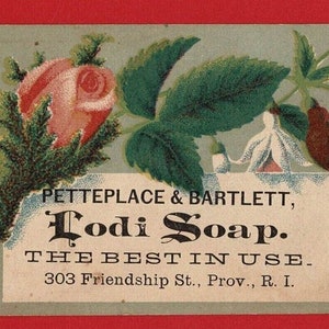 Rhode Island LODI SOAP - WERBUNG Vintage Handelskarte - Pre-1900 - Petteplave & Bartlett, 303 Frienship Street, Vorsehung, USA (UJ09)