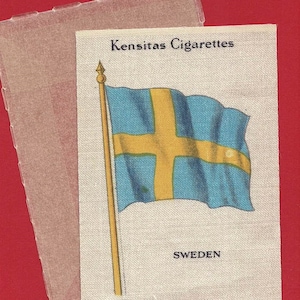 SCHWEDEN - SILK - Nationalflagge Nr.14 - 1934 Zigarettentabak Karte. J.Wix & Sons Ltd. mit Original Wachsverpackung. (TA05)