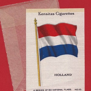 HOLANDA - SEDA - Bandera Nacional No.10 - 1934 Emisión de tarjeta de tabaco para cigarrillos. J.Wix & Sons Ltd. c/w Envoltorio de cera original. (TA05)