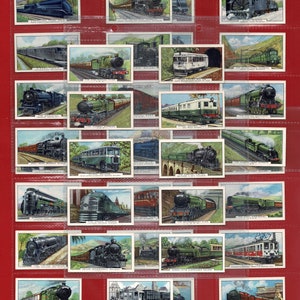 TRENS DO MUNDO - Conjunto de cartas de cigarro e tabaco original de 1937 - Gallaher - Locomotivas. Estrada de ferro. Motores Diesel O Escocês Voador (WK07)