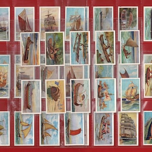 SHIPS of ALL AGES - Original 1929 British Cigarette Tobacco Card Set - Nicolas Sarony - Sailing Vessel Yacht Nautical - Boatman Gift (UN08)
