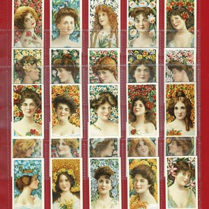 BLOSSOM GIRLS 1902 - BELEZAS - B.A.T. - British American Tobacco - Conjunto de cartões de tabaco para cigarro reimpresso em mangas plásticas (US12)