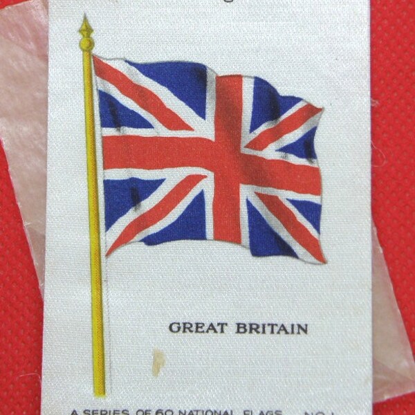 GREAT BRITAIN - SILK - National Flag No.1 - 1934 Cigarette Tobacco Card Issue. J.Wix & Sons Ltd. c/w Original Wax Wrapper.   (TA05)