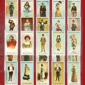 MUSIC HALL CHARACTERS - Herdruk sigarettentabakkaartenset - Salmon & Gluckstein - Originele uitgave 1902 - Zangers, cabaretiers, variëteit (VC13)