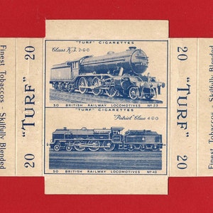 BRITISH RAILWAY LOCOMOTIVES - Sigaretten- / tabakskaarten uit 1952 - Carrera Turf Cut-Out Cards - Stoomtreinlocomotieven "Klasse K3" "Patriot" (VE07)