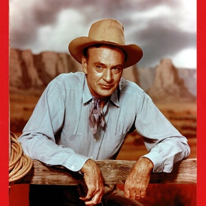 GARY COOPER - Tarjeta fotográfica en color - 20 cm x 25 cm - Actor de cine de Hollywood - Sombrero de vaquero (SU26)