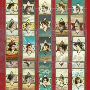 STAR GIRLS (Beauties) 1898 - A. BAKER & Co. U.S.A. - Jeu de cartes Réimpression cigarette tabac - Belles dames. Cartes à collectionner (US11)