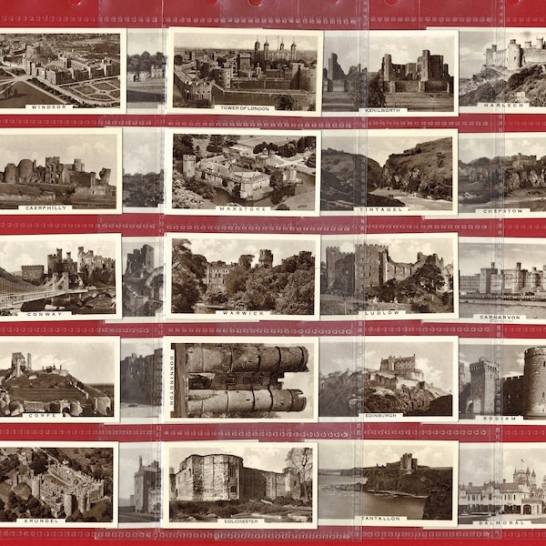 CASTLES - Original 1939 Cigarette Tobacco Card Set - COPE BROS. & Co - Castle Photographs inc Windsor. Balmoral. Chepstow. Edinburgh  (UJ07)