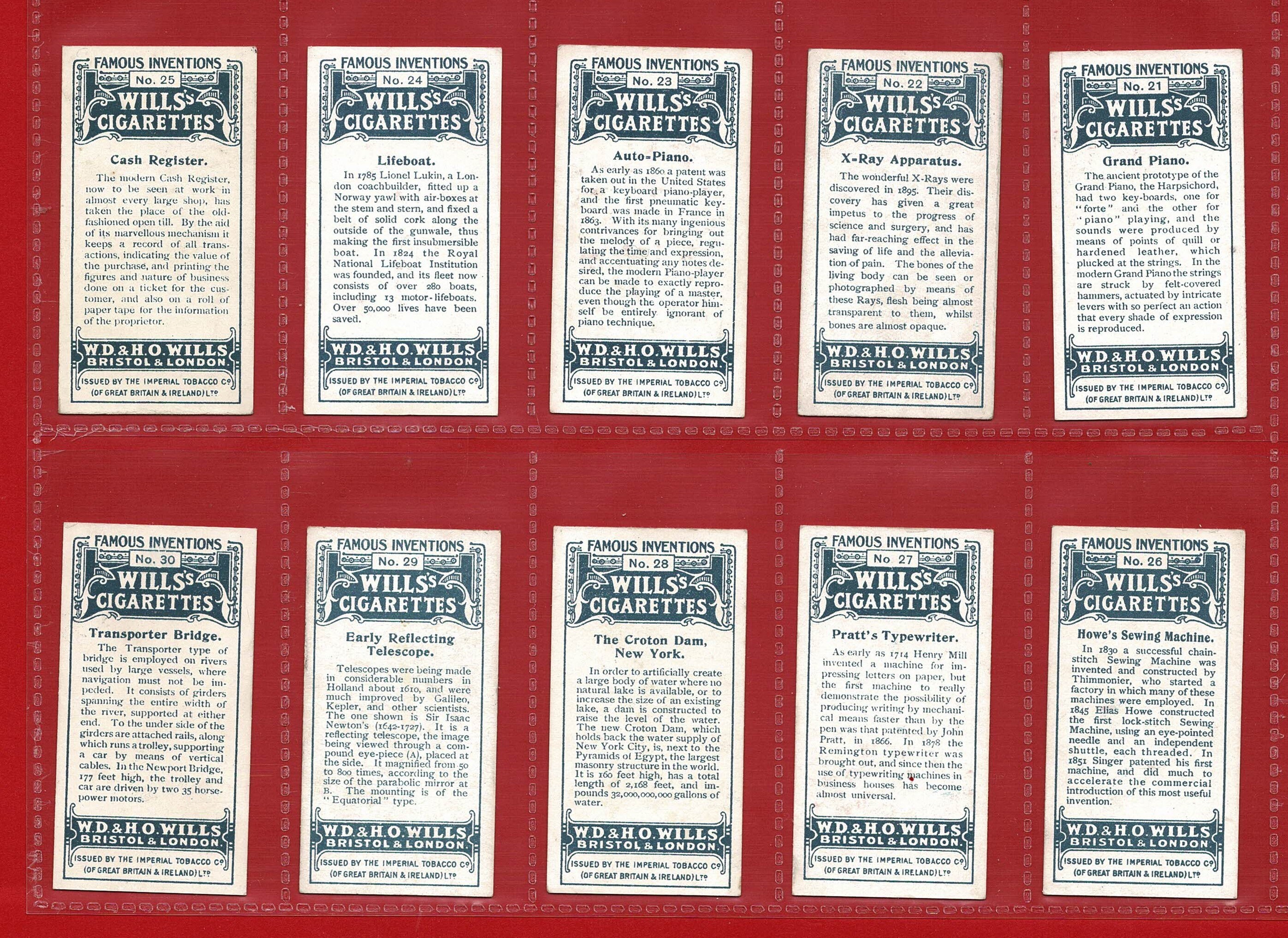 FAMOUS INVENTIONS Original World War I Cigarette / Tobacco Card Set ...