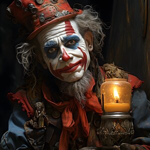 Clown portrait | Portrait Clown | Sad Clown Portrait | Clown picture | Harlequin Pictures | Pictures Of Harlequin | Harlequin picture | Mid-journey