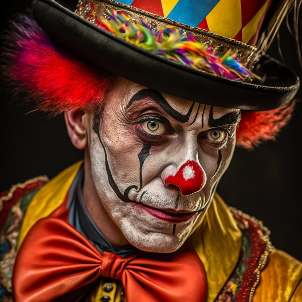Clown Portrait | Harlequin Poster | Digital Download | Fun Circus Harlequin | Colorful Decoration | Circus Lovers | Portraits Of Clowns
