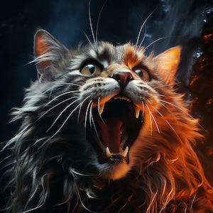 怖い猫 | 怖い猫動物の肖像画 |デジタルホラー猫 |クリエイティブプロジェクト |ハロウィンの招待状 |人工知能 |旅の途中