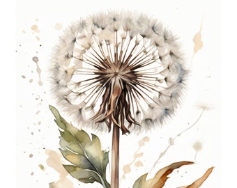 Watercolor style | Dandelion card | Nature motif card | Beautiful greeting card | Artistic dandelion | Birthday greeting card