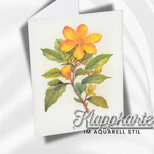Johanniskraut  Aquarell Stil | Schöne Karte | Geschenkkarte Mit Umschlag | Liebe Grüße Senden | Natur Motiv | Freude Schenken | 300g Papier