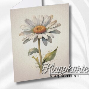 Gänseblümchen Im Aquarell Stil | Schöne Karte | Geschenkkarte & Umschlag | Liebe Grüße Senden | Natur Motiv | Freude Schenken | 300g Papier