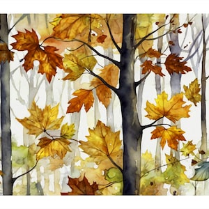 Autumn watercolor style | Digital download | Abstract motif | For DIY enthusiasts | Watercolor style | Creative gift idea | Card poster