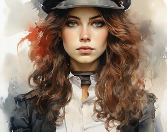 Steam Punk Portrait | Digital File | For posters cards invitations | Gift | Artificial Intelligence | Mid-journey | Design living space