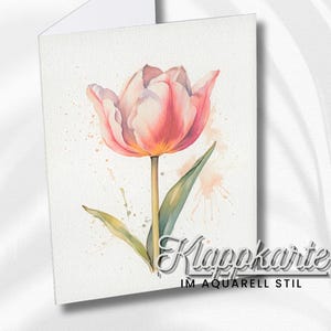 Tulpe Im Aquarell Stil | Schöne Karte | Geschenkkarte Mit Umschlag | Liebe Grüße Senden | Natur Motiv | Freude Schenken | 300g Papier