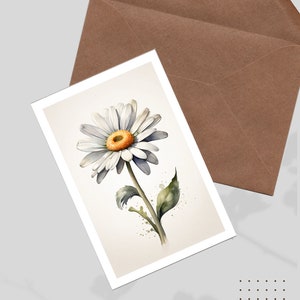 Daisy Watercolor flower card 400g paper card Beautiful flower illustration Gift card with envelope Cards with floral motif image 2