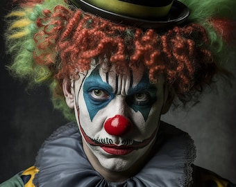 clown | Humorous entertainment | AI Generated Digital Clown Illustration | AI Image Printable | Clown show | Mid-journey