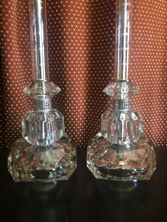 vintage lamp,mid century lamp,refurbished lamp Art Deco Stacked Glass Lamp Set Refurbished Hollywood Regency glass lamp vintage lamp,mid century lamp,refurbished lamp Art Deco Stacked Glass Lamp Set Refurbished Hollywood Regency glass lamp