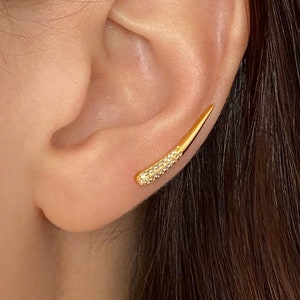 Ear climber earrings Tusk earring Gold Silver earrings Climbing earrings Boho earrings Spike climber earrings horn earrings