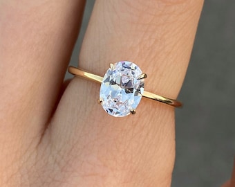 1.25ct Ovaler Verlobungsring Gold Silberring Versprechensring Diamantring Simulantring Solitärring Geschenk für sie Stapeln