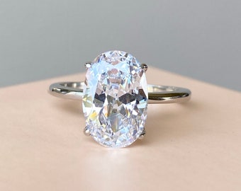 Ovaler Verlobungsring Goldring Silberring Versprechensring Diamantring Simulantring Solitärring Geschenk für sie Stapelring