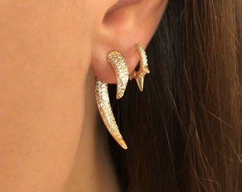 Fake Gauge Earrings Horn earrings Talon earrings Ear jacket earrings Spike earrings FakesGauge Plugs Tusk earrings Gold silver earrings