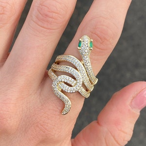 Udjustable Snake ring Eternity ring Diamond snake ring Gold ring Platinum Stacking ring Emerald ring Luxury ring Snake jewelry