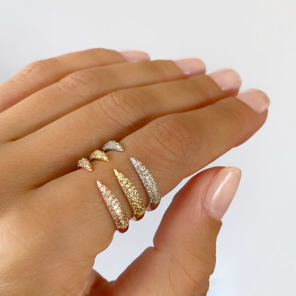 Gold ring Silver ring Open ring Spike ring Claw ring Eternity ring Horn ring Gold jewelry Silver jewelry Unique ring Stacking ring