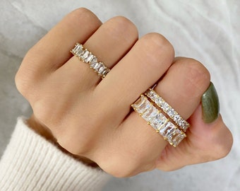 Eternity ring Eternity band Baguette ring All over crystal ring Gold ring Silver ring Platinum ring Luxury ring Stacking ring Diamond ring