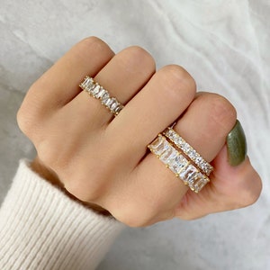 Eternity ring Eternity band Baguette ring All over crystal ring Gold ring Silver ring Platinum ring Luxury ring Stacking ring Diamond ring