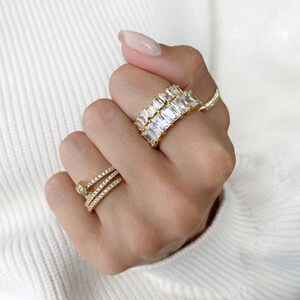 Baguette ring Eternity ring Eternity band All over crystal ring Gold ring Big ring Luxury ring Stacking ring Statement ring Women Men ring