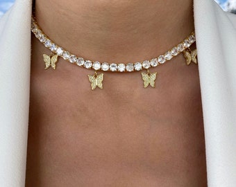 Tennis necklace with on sale butterflies