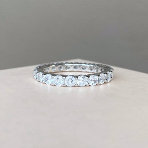 Eternity ring Eternity band Wedding band ring Baguette ring All over crystal ring Gold ring Silver ring Thin ring Stacking ring Diamond ring image 3