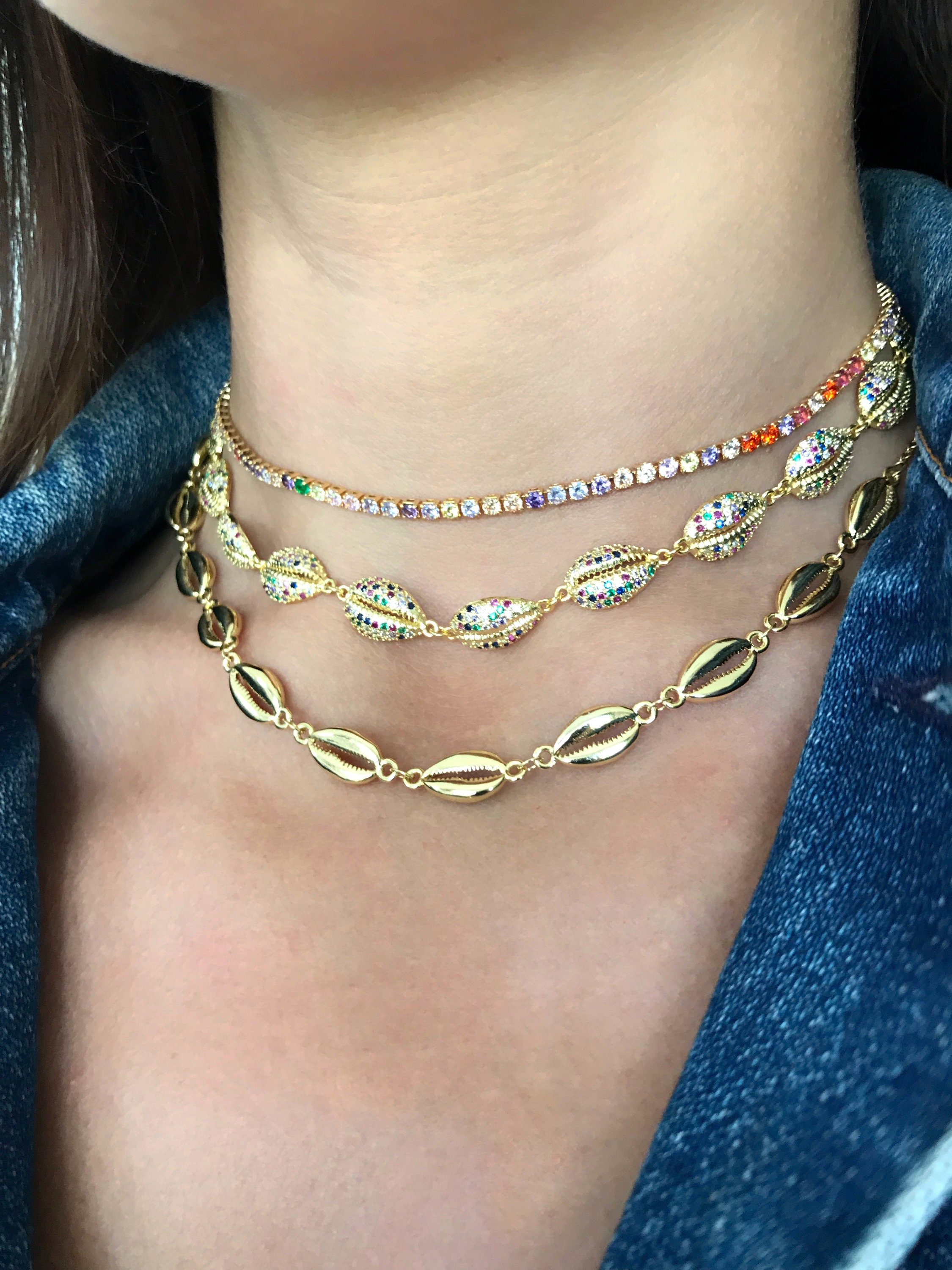 Shell Necklace Shell Choker Gold 