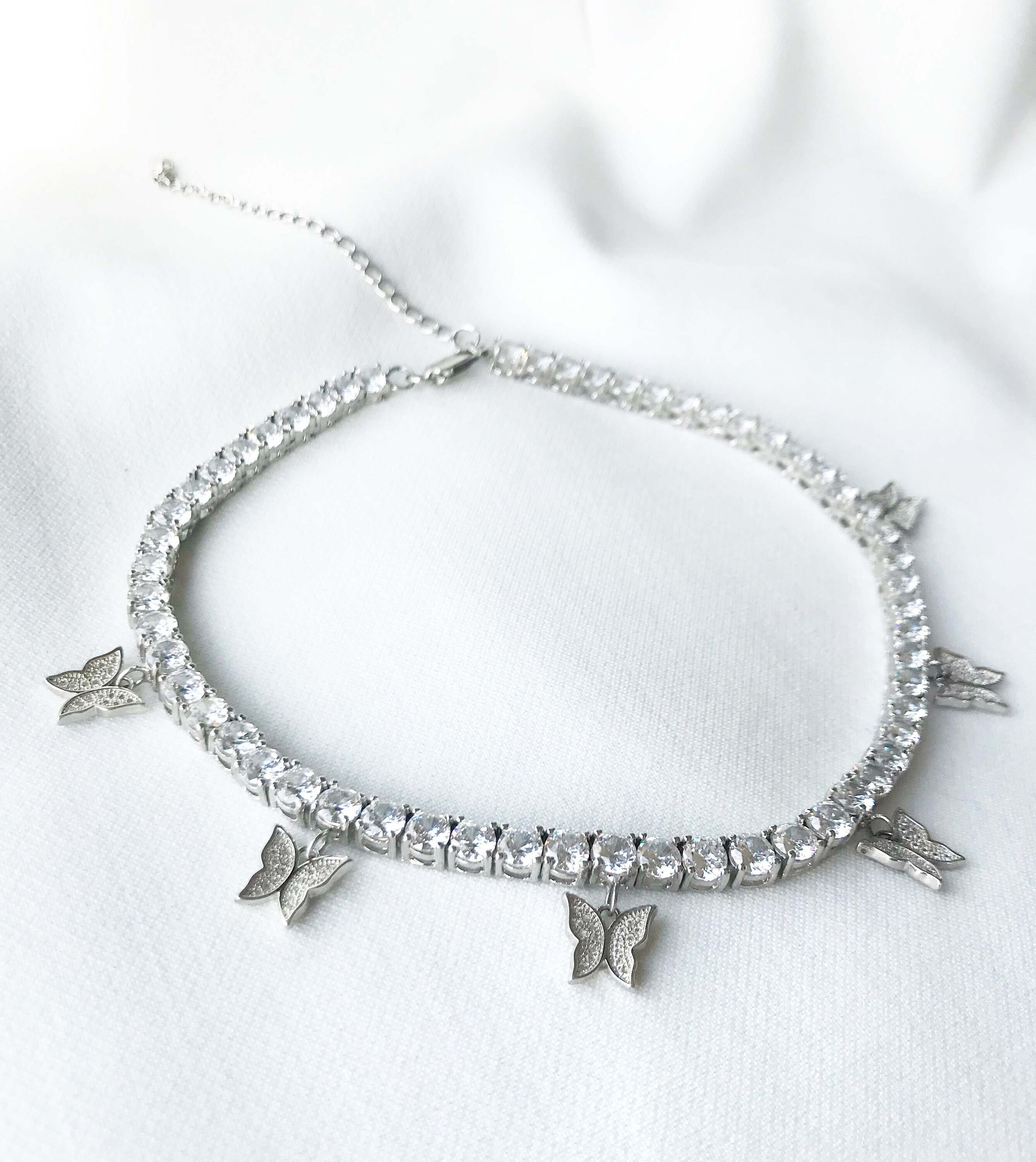 Butterfly Necklace Tennis Necklace Tennis Choker Diamond Butterfly Necklace Tennis Necklace CZ Tennis Necklace Luxury Necklace Gift for Her
