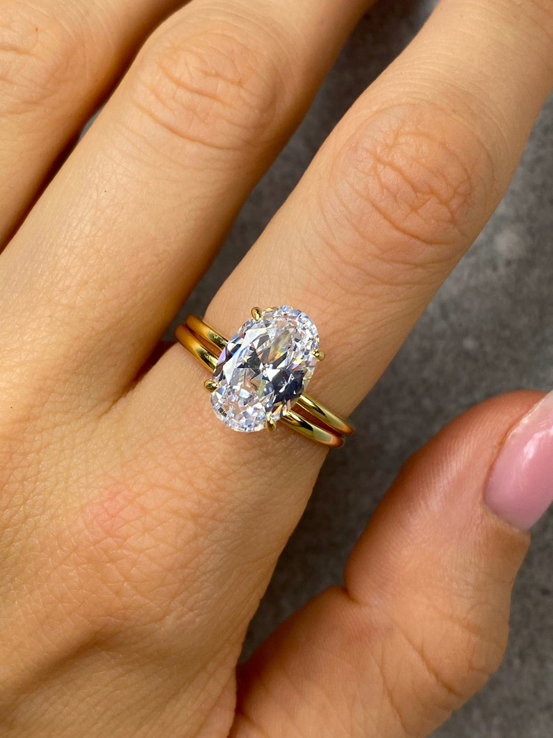 Ovale verlovingsring 4ct 3ct 2ct 1,25ct stenen ring Zilveren ring Promise ring Diamanten ring Simulant ring Solitaire ring Cadeau voor haar afbeelding 6