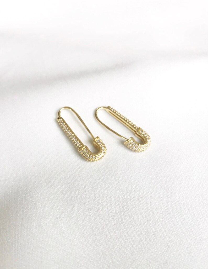 Gold Safety Pin Earrings Pin Earrings Safety Pin Jewelry Etsy
