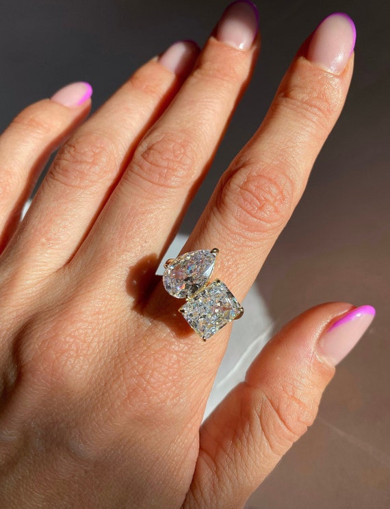 Buy Two-stone Diamond Swirl Engagement Ring 2 Stone Diamond Ring 1/2ct Diamond  Ring Unusual Engagement Ring Diamond Dress Ring Online in India - Etsy