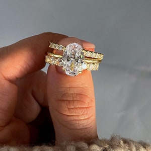 Bague de fiançailles ovale 4 carats 3 carats 2 carats 1,25 ct, bague en argent, bague de promesse, bague en diamant, bague simulée, bague solitaire, cadeau pour elle image 7