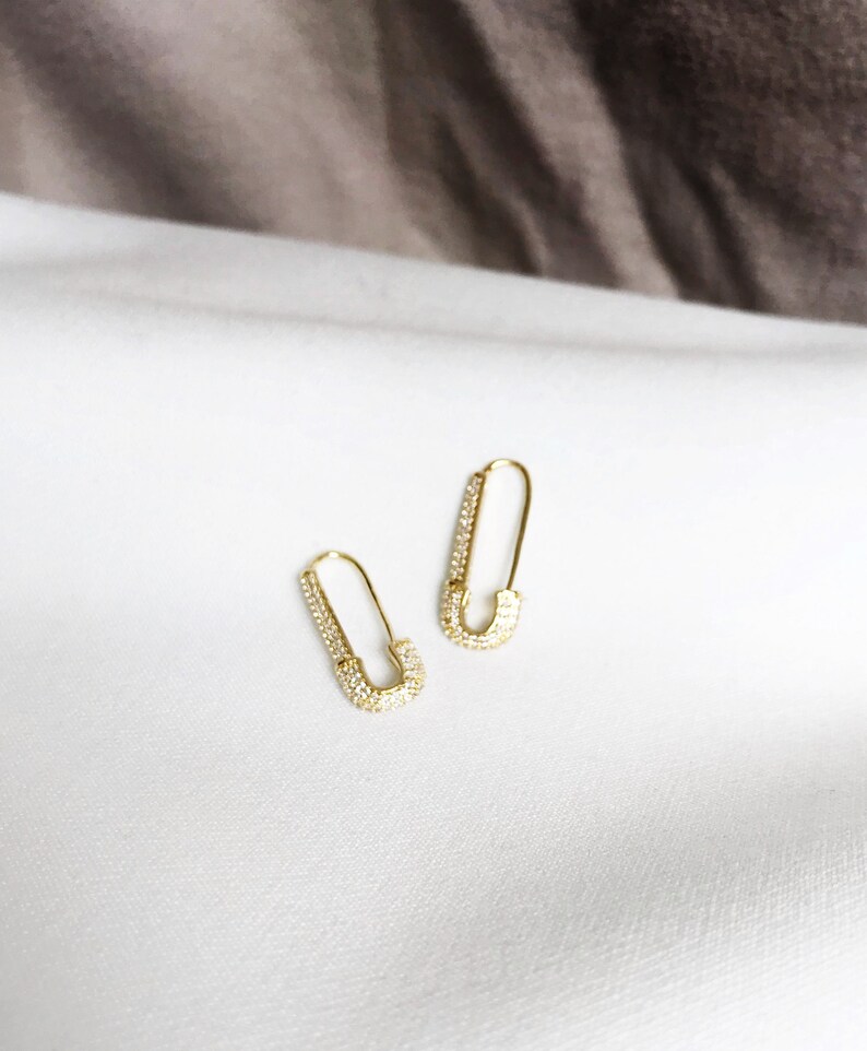 Gold Safety Pin Earrings Pin Earrings Safety Pin Jewelry Etsy