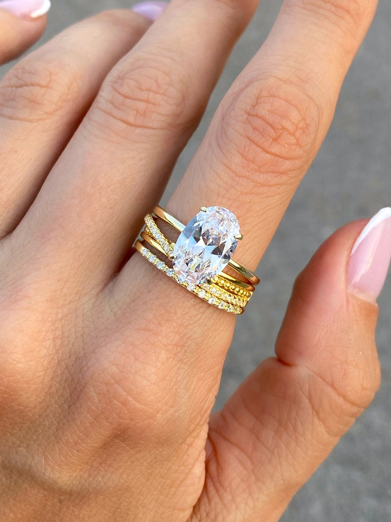 Ovale verlovingsring 4ct 3ct 2ct 1,25ct stenen ring Zilveren ring Promise ring Diamanten ring Simulant ring Solitaire ring Cadeau voor haar afbeelding 4