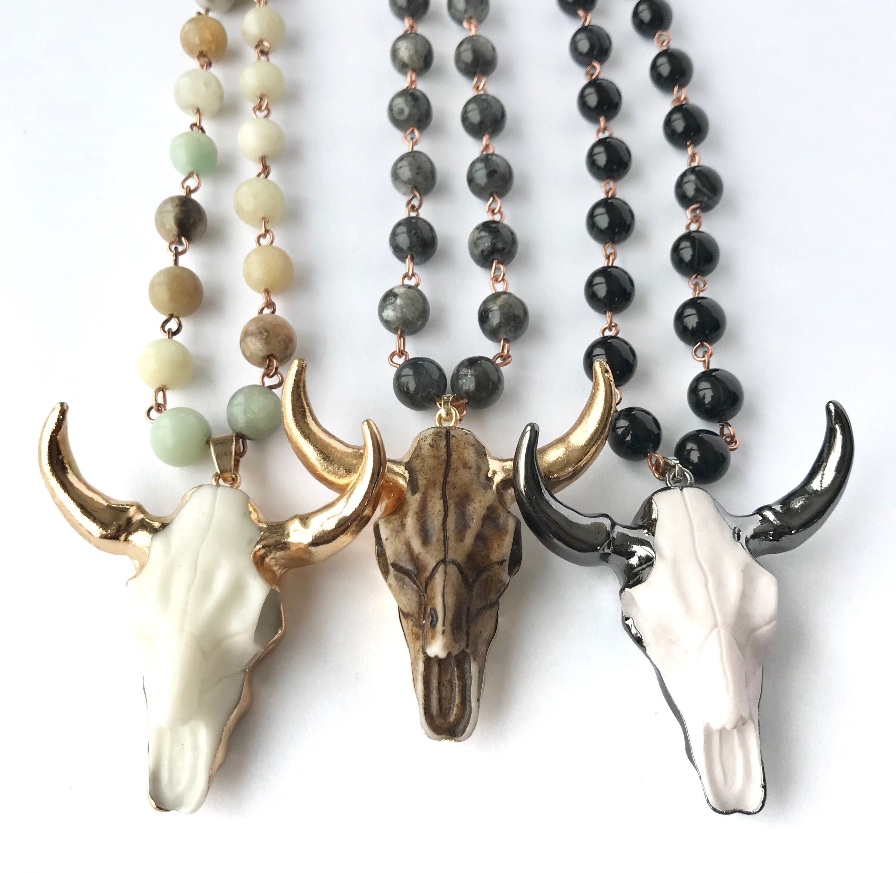 Blazin Roxx Bull Skull Necklace Set