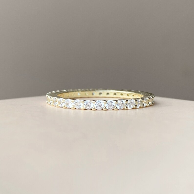 Eternity ring Eternity band Wedding band ring Baguette ring All over crystal ring Gold ring Silver ring Thin ring Stacking ring Diamond ring image 1