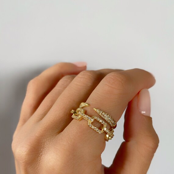 Gold chain ring womens deals