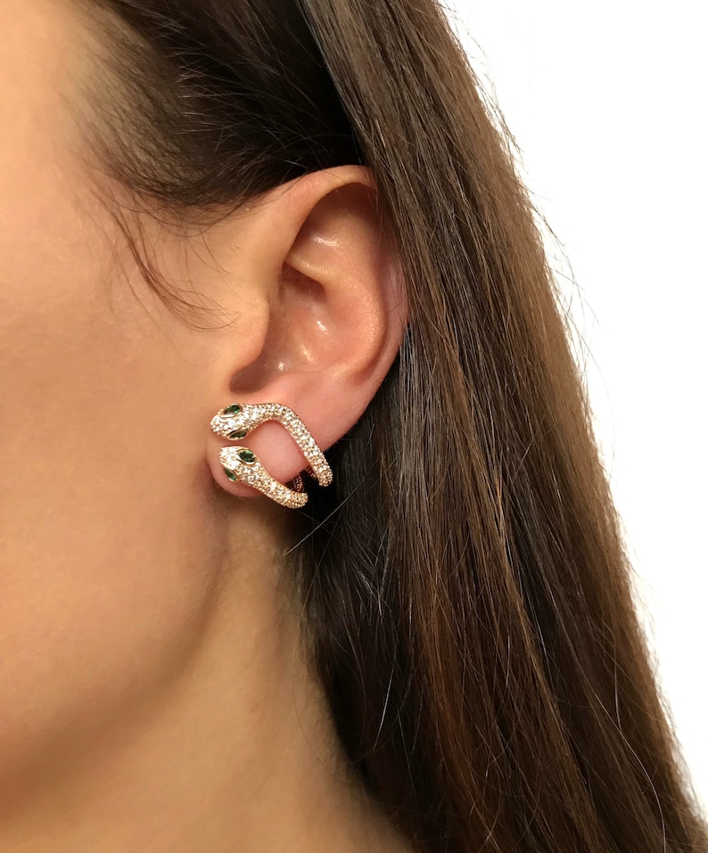 Snake climber earrings Crawler earrings Ear cuff Climbing Etsy