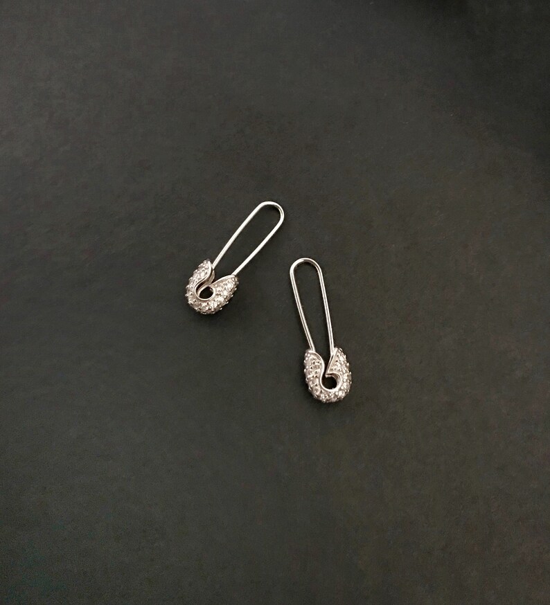 Silver Safety Pin Earrings Safety Pin Jewelry Dainty Earrings Etsy