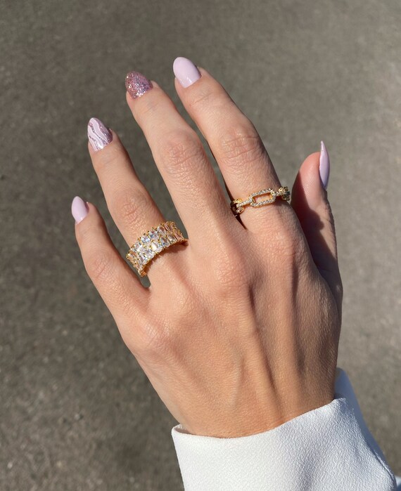 Link Chain Ring Gold Ring Silver Ring 